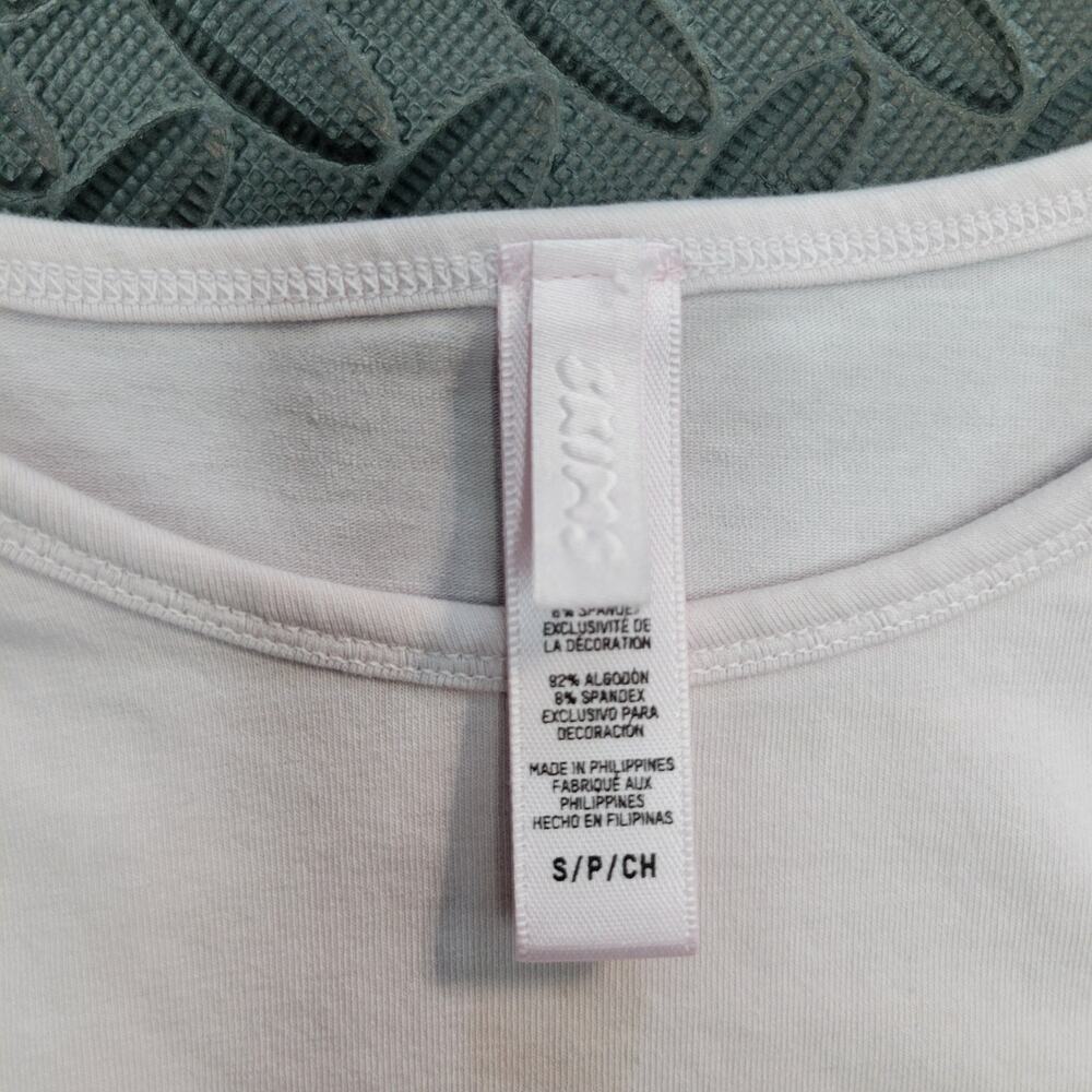 SKIMS Long Sleeve Crop Top Womens Small White Stretch Fitted Basic Tee Capsule - Picture 2 of 6